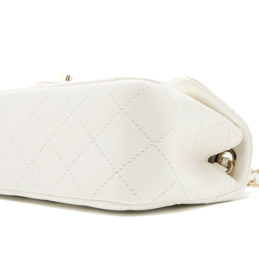 Chanel 23C Pearl Crush Mini Rectangular Flap Bag Lambskin White L (Microchip)