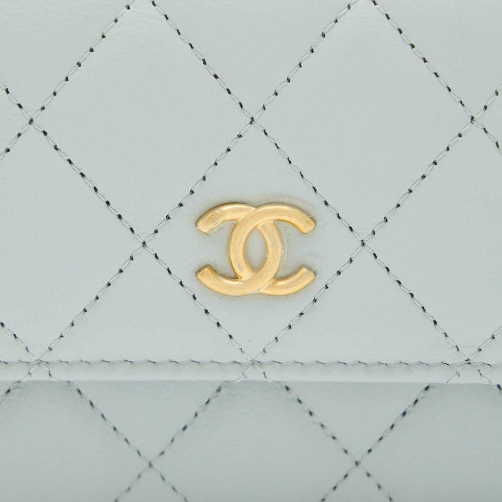 Chanel 23C Pearl Crush Mini Flap Bag Lambskin Light Grey Brushed  (Microchip)