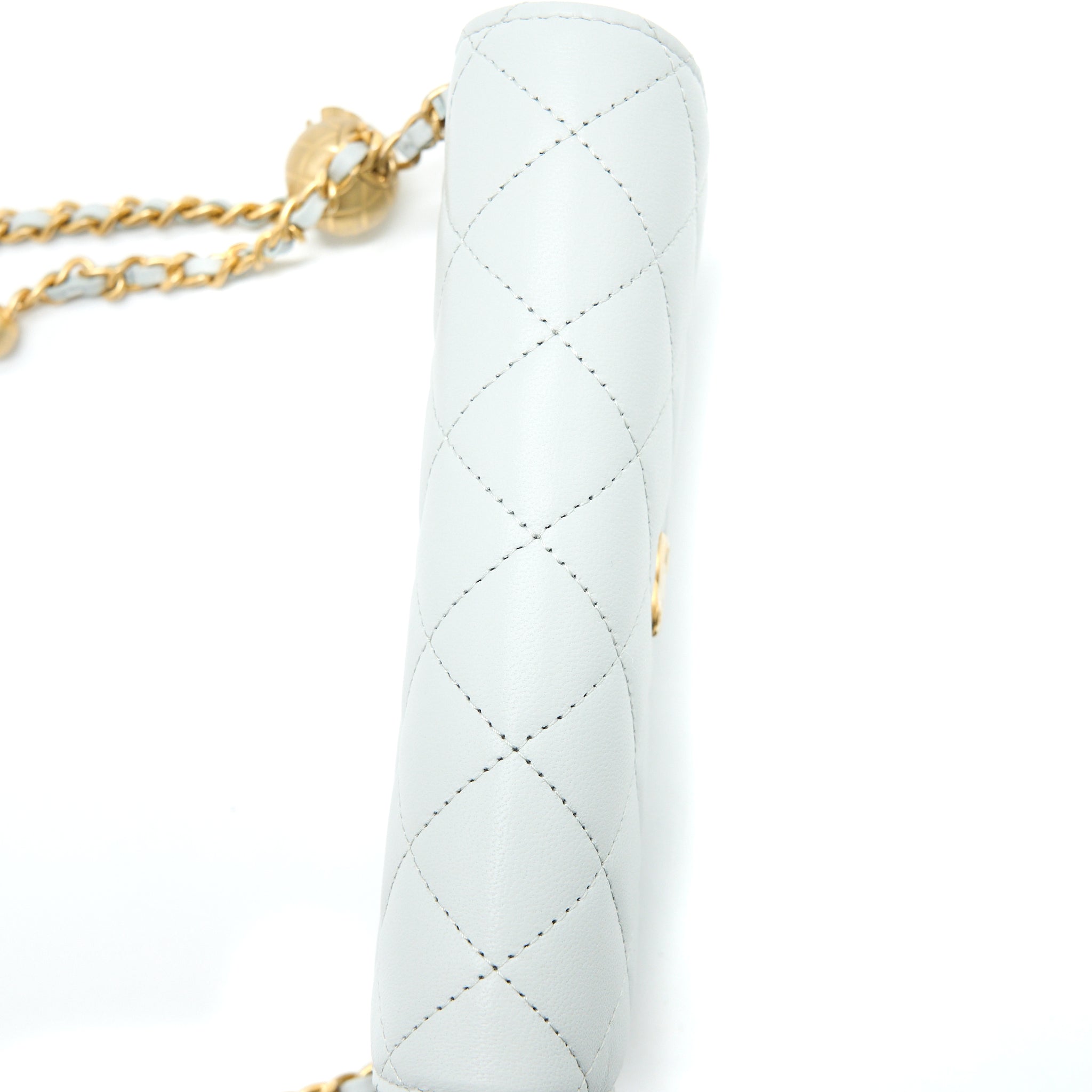 Chanel 23C Pearl Crush Mini Flap Bag Lambskin Light Grey Brushed  (Microchip)