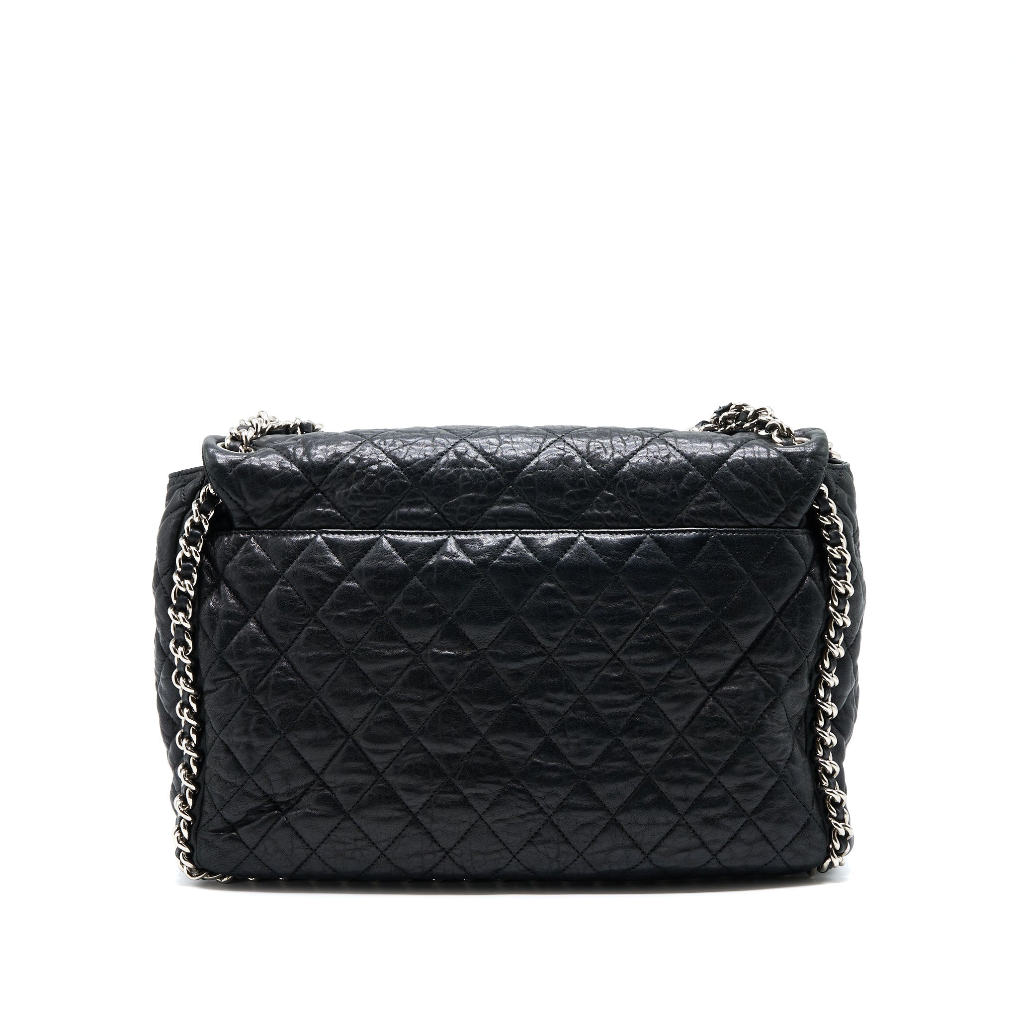 Chanel Quilted Chain Around MAXI Flap Bag Lambskin Black