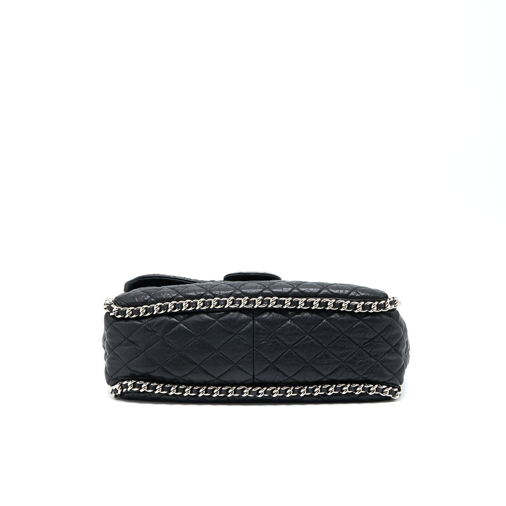 Chanel Quilted Chain Around MAXI Flap Bag Lambskin Black