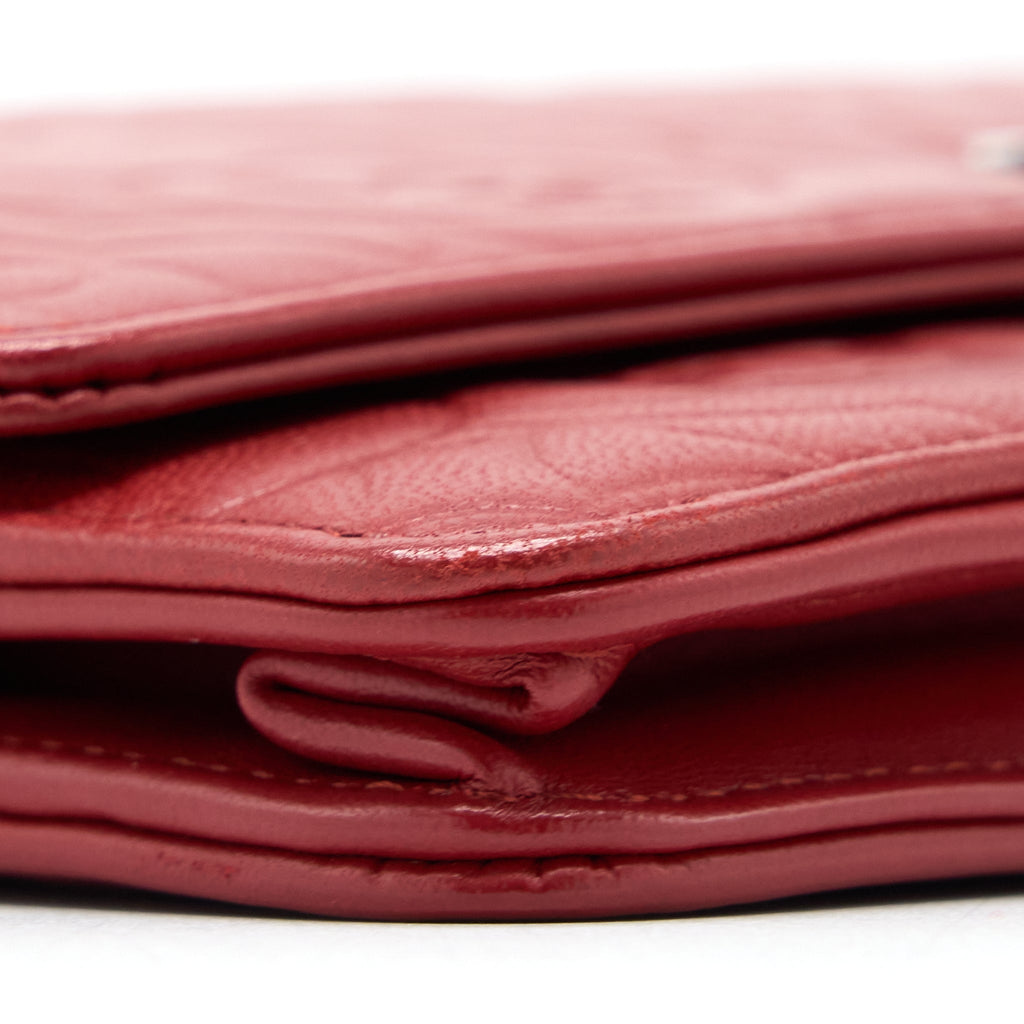 Chanel Camellia Wallet on Chain Lambskin Red