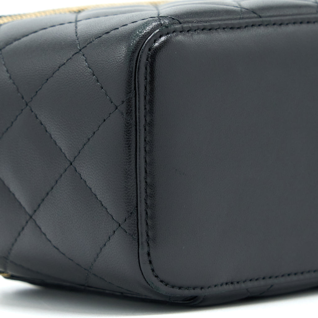 Chanel Long Vanity With Chain Lambskin Black L