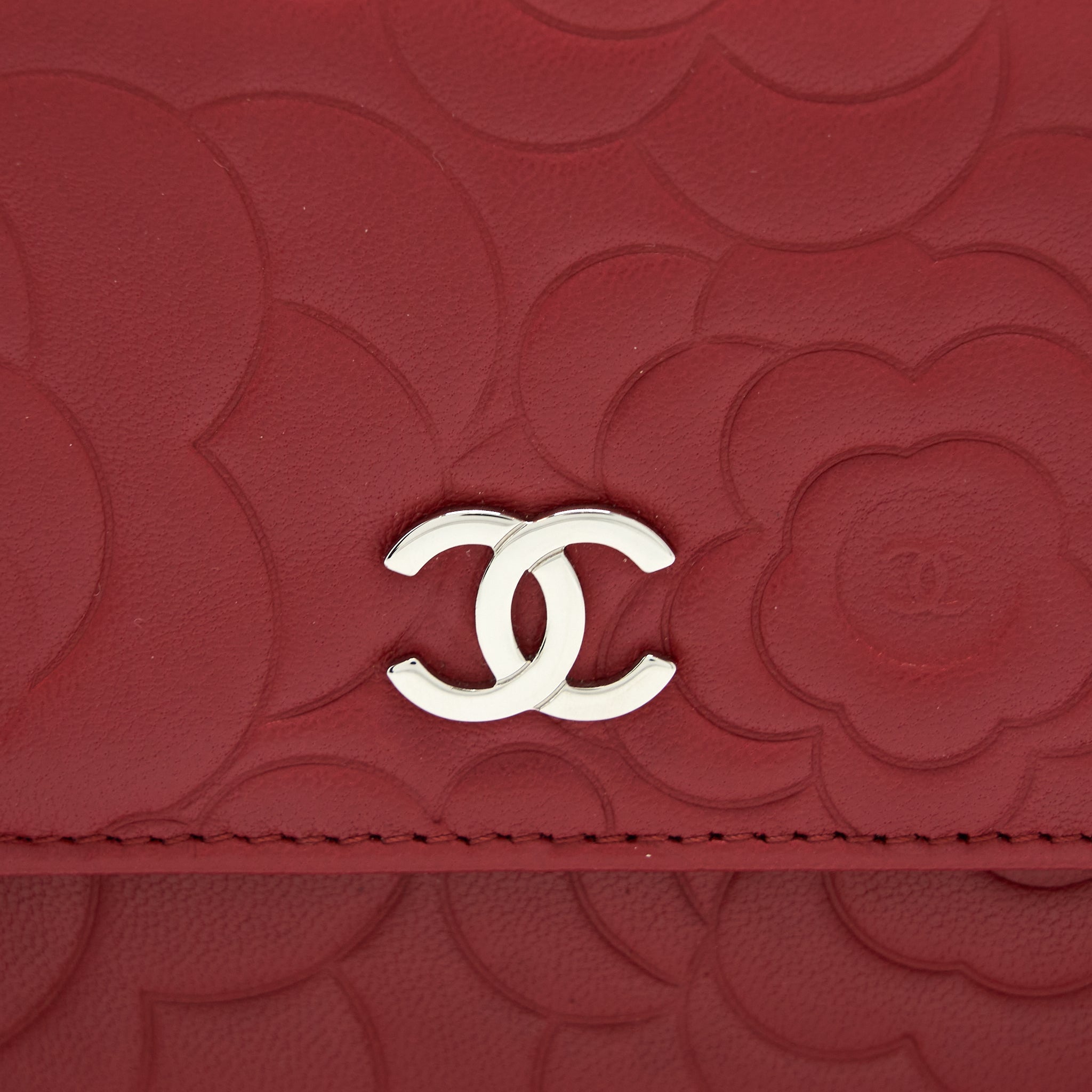 Chanel Camellia Wallet on Chain Lambskin Red