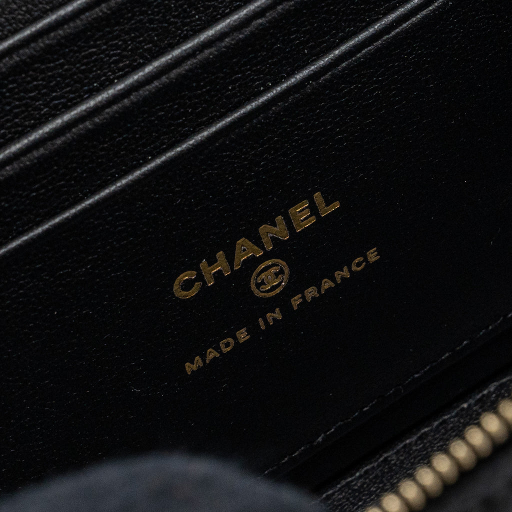 Chanel Top Handle Long Vanity Lambskin Black  (microchip)