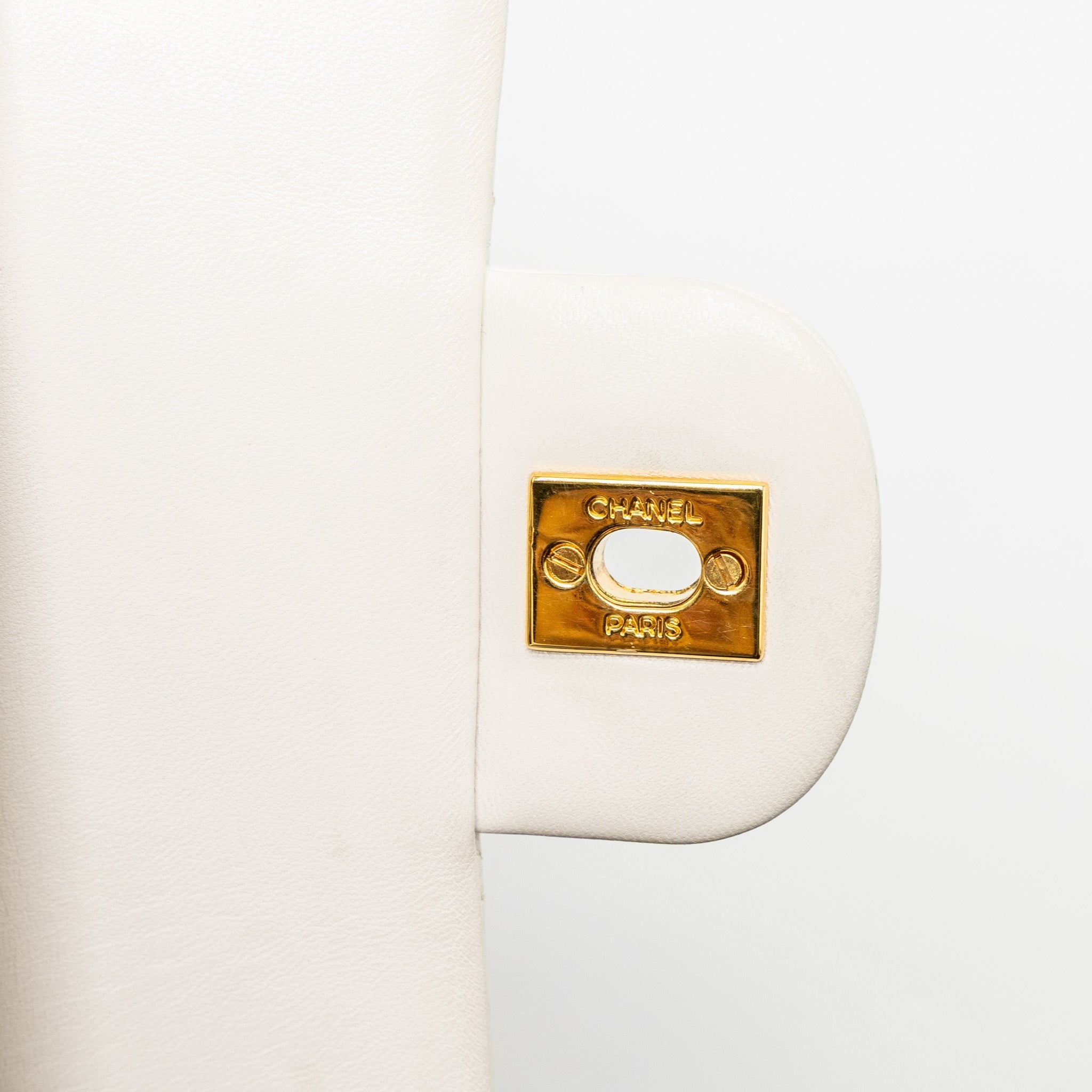 Chanel Vintage Medium Classic Double Flap Bag Lambskin White
