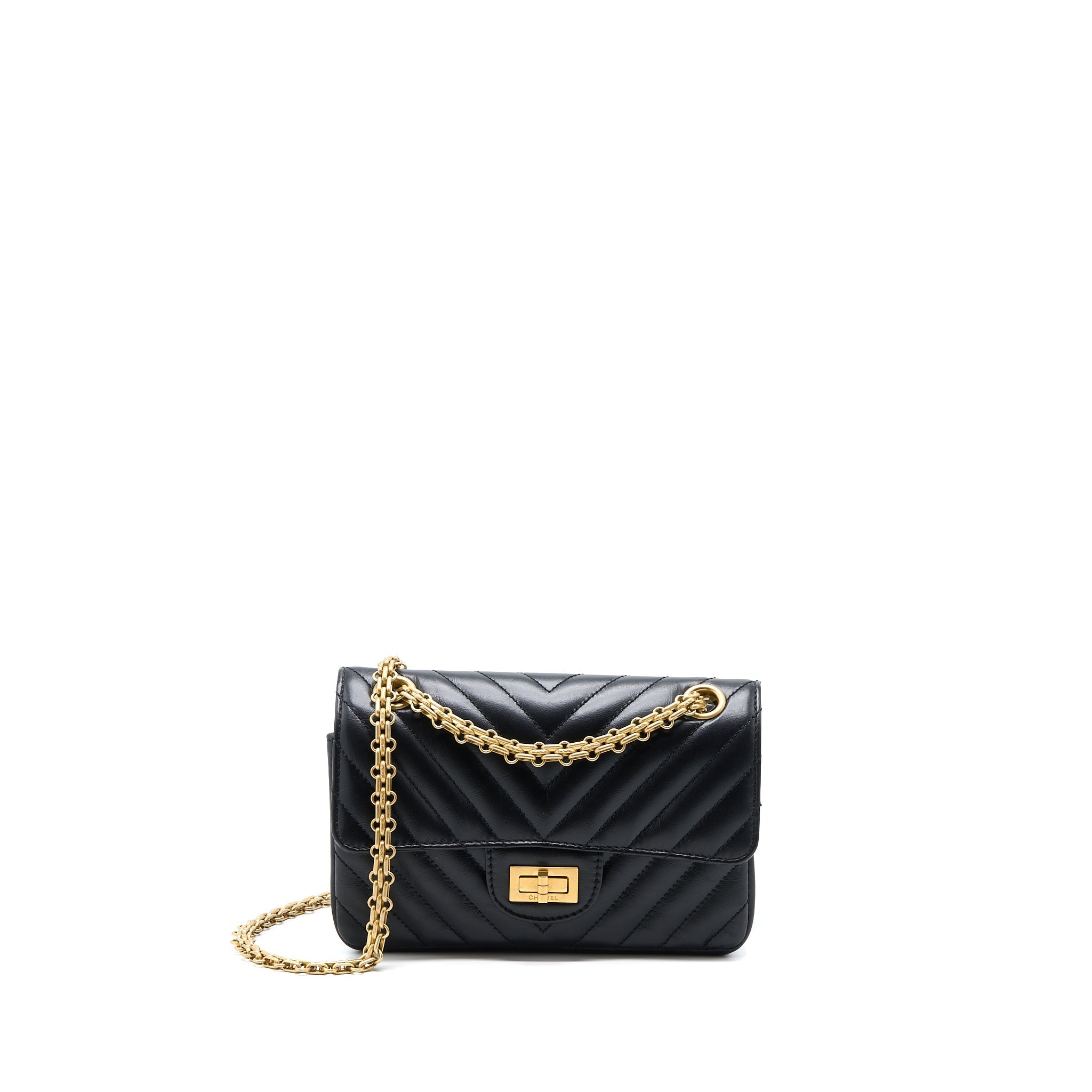 Chanel 2.55 Reissue Mini Chevron Flap Bag Aged Calfskin  Black