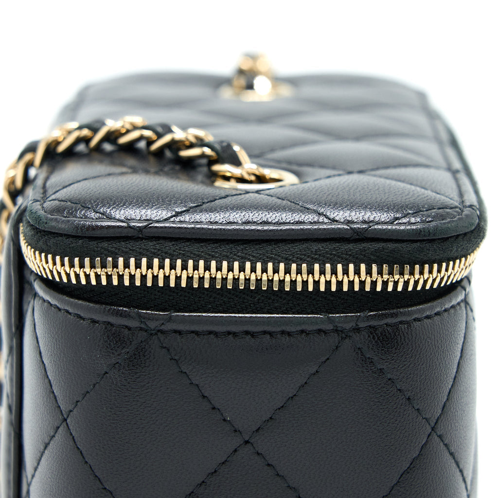 Chanel Long Vanity With Chain Lambskin Black L