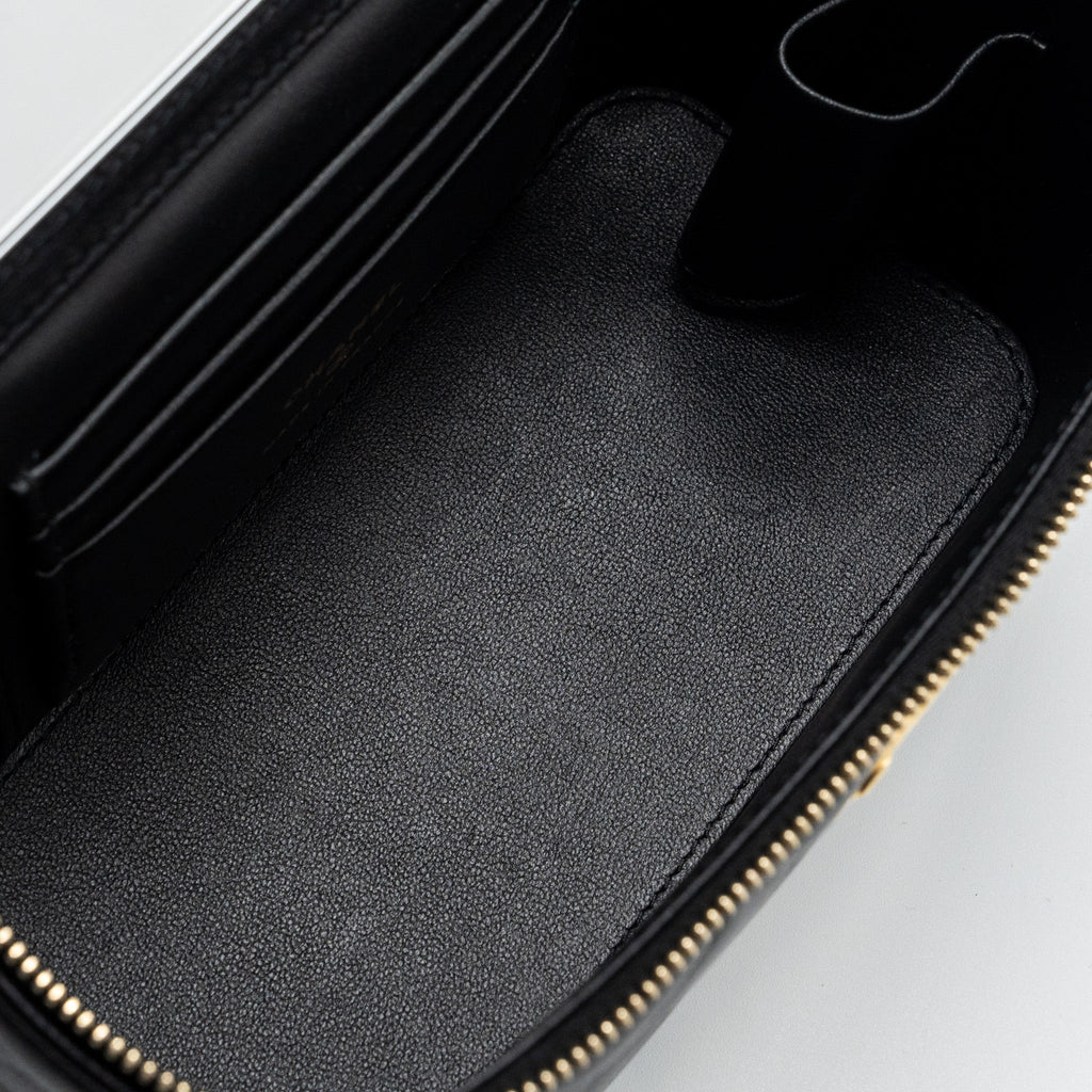 Chanel Top Handle Long Vanity Lambskin Black  (microchip)