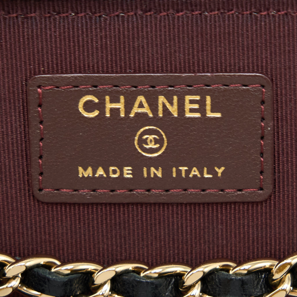 Chanel Long Vanity With Chain Lambskin Black L