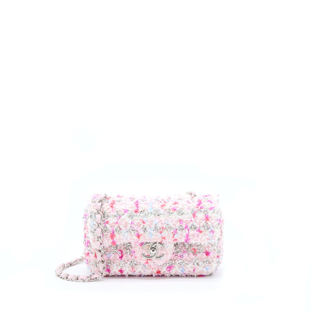 Chanel Seasonal Mini Rectangular Flap Bag Tweed Pink/Multicolour