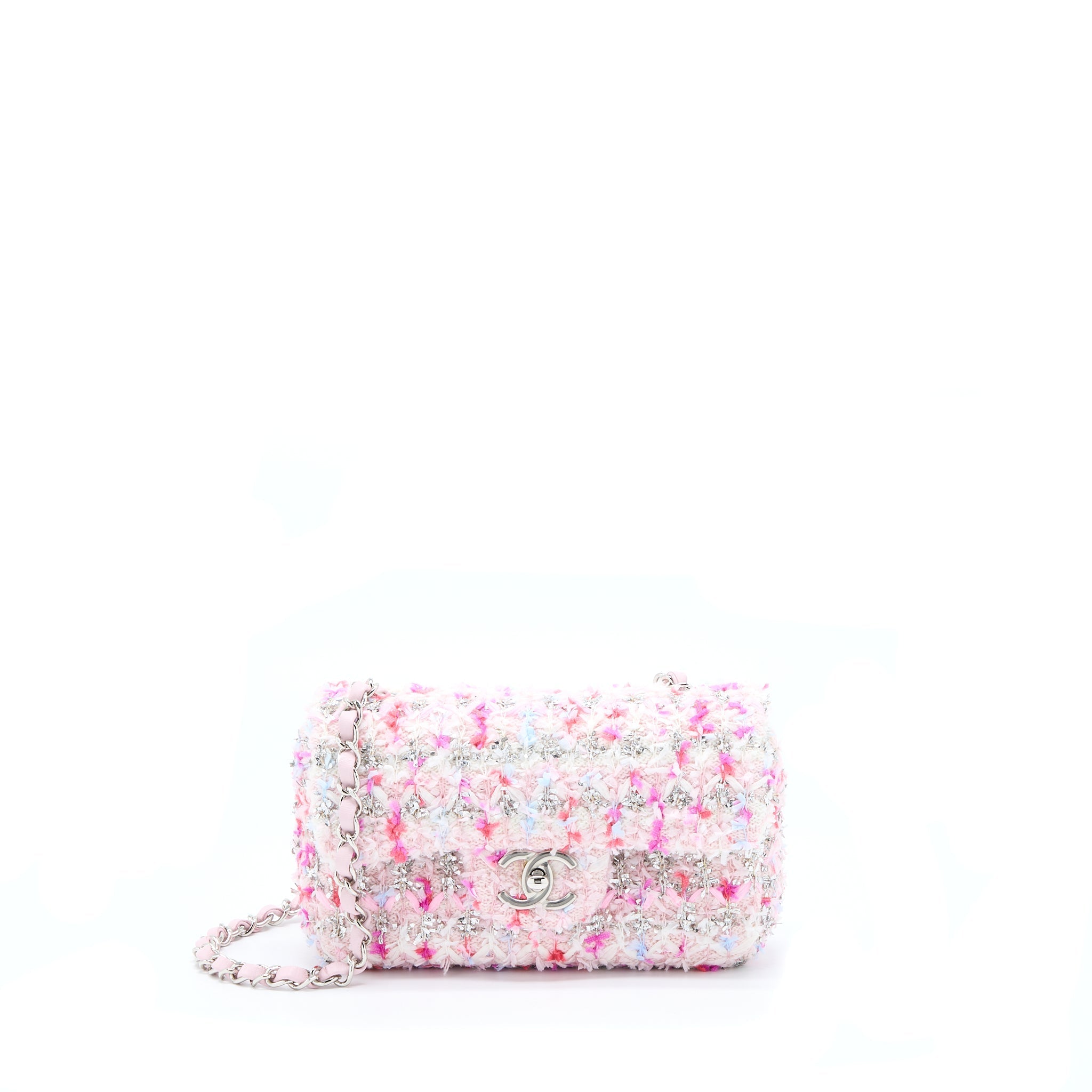 Chanel Seasonal Mini Rectangular Flap Bag Tweed Pink/Multicolour