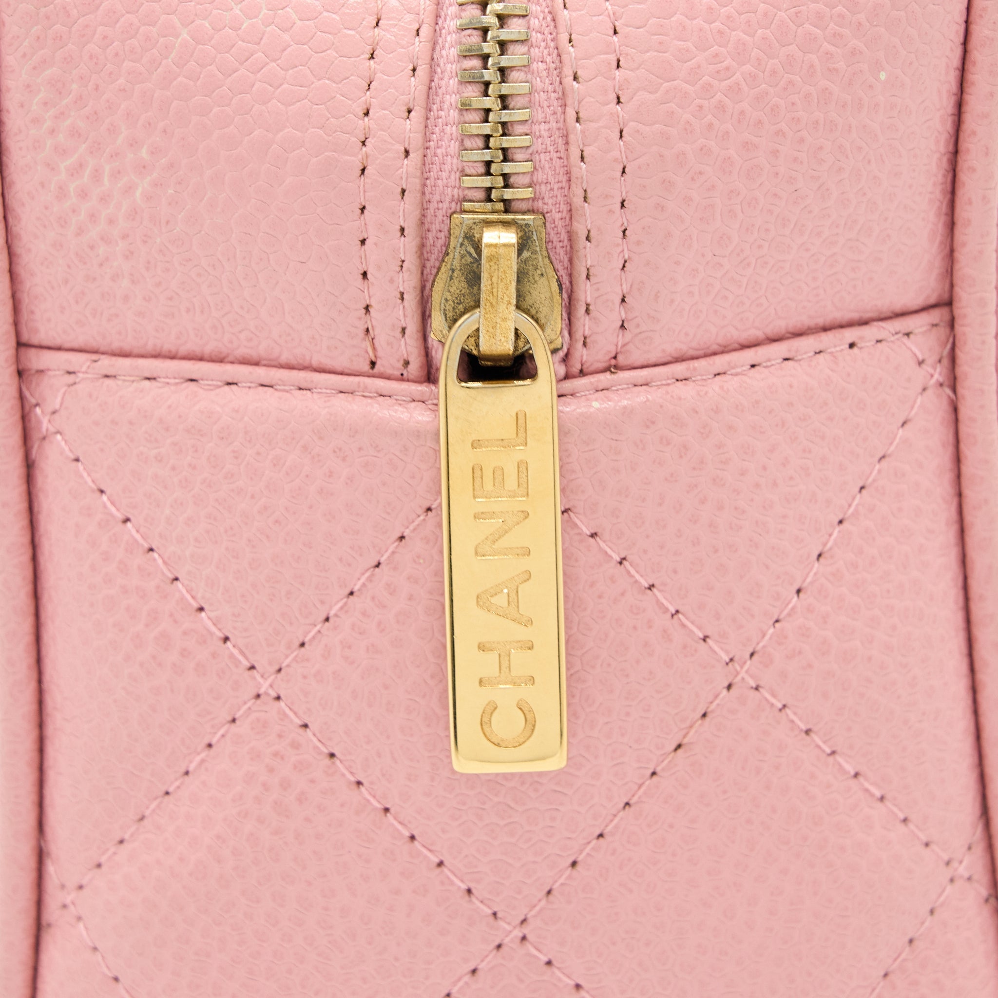 Chanel Vintage Bowling Bag Caviar Light Pink L