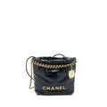 Chanel 23s Mini 22 Bag Shiny Calfskin Black Brushed (Microchip)