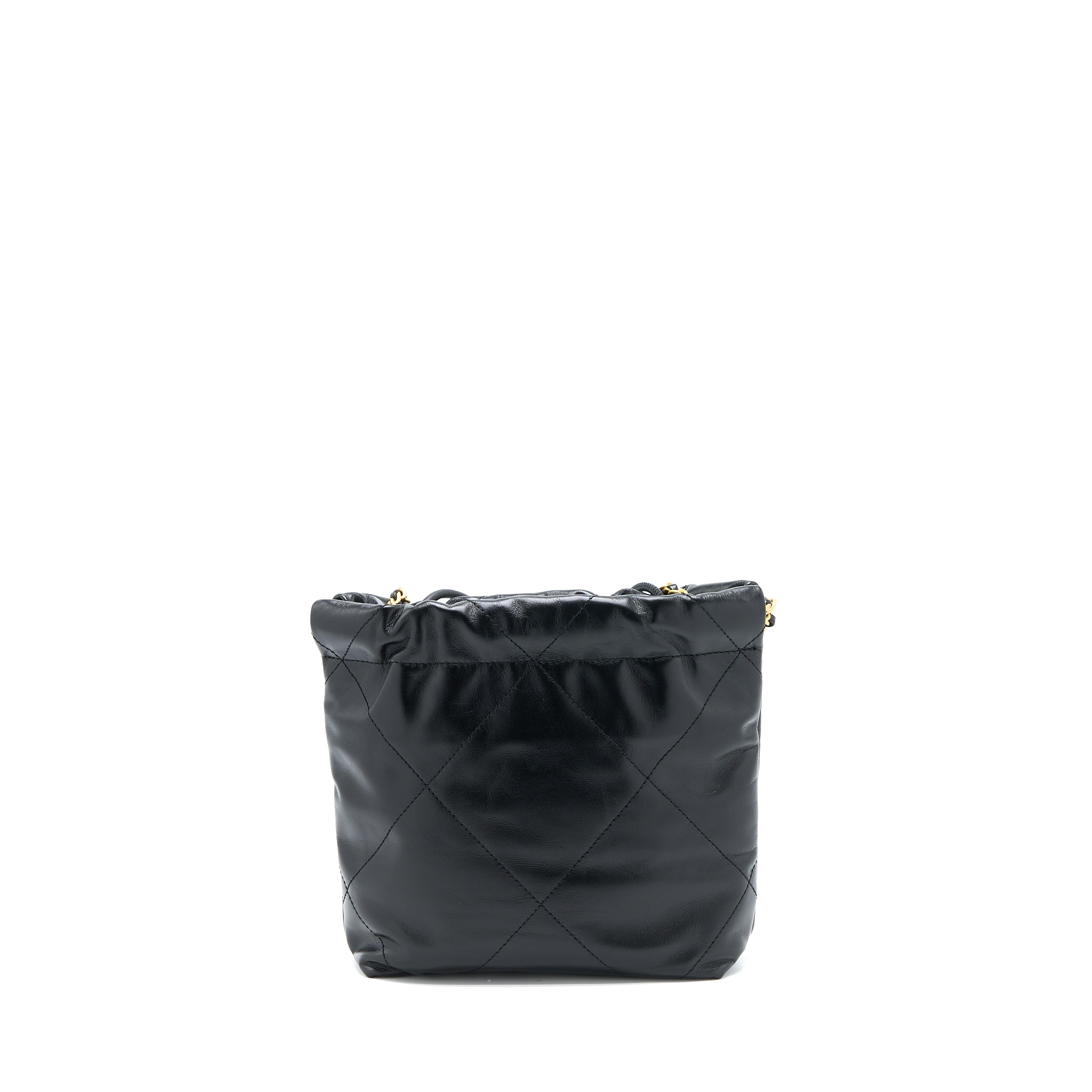 Chanel 23s Mini 22 Bag Shiny Calfskin Black Brushed (Microchip)