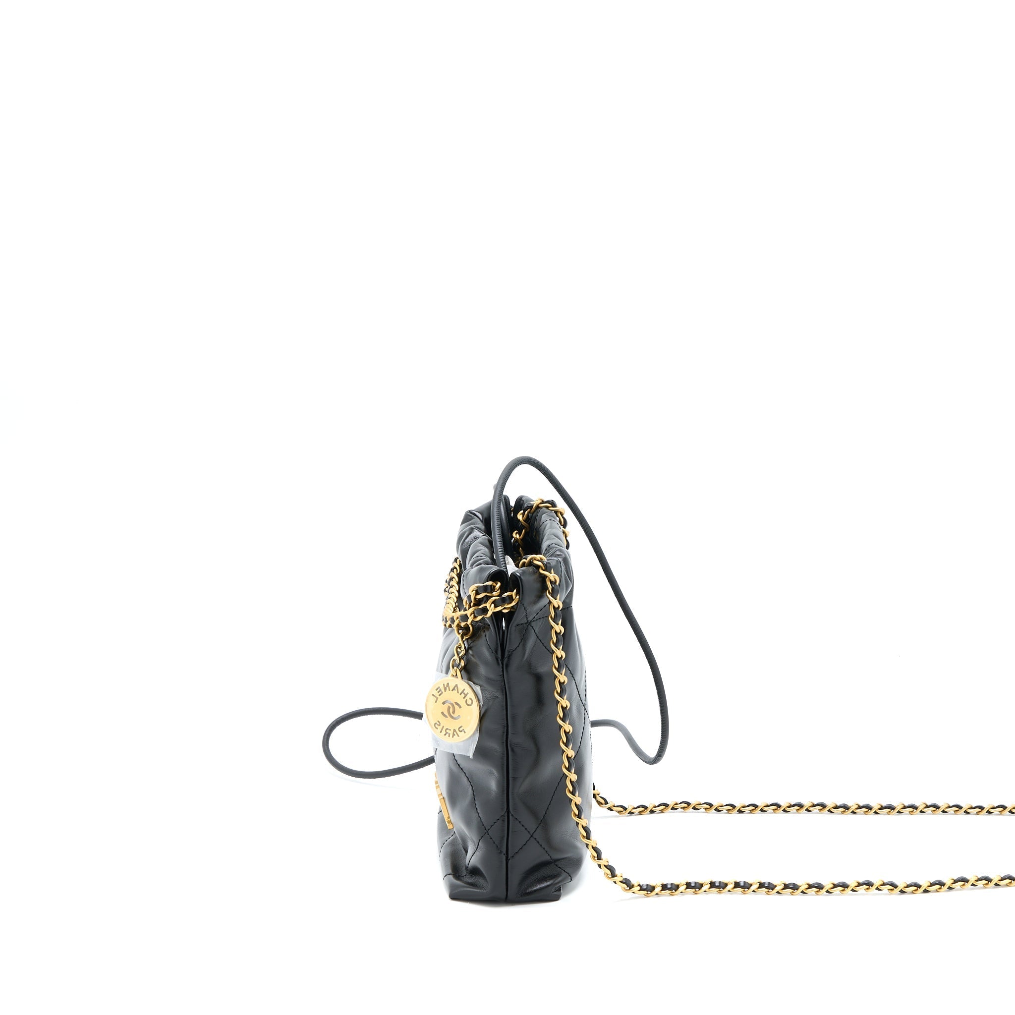 Chanel Mini 22 Bag Shiny Calfskin Black  (Microchip)