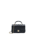 Chanel Top Handle Mini Rectangular Flap Bag Lambskin Black L (Microchip)