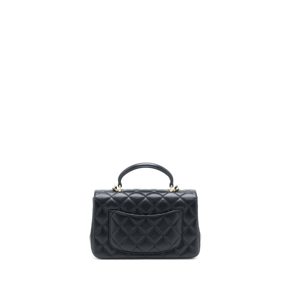 Chanel Top Handle Mini Rectangular Flap Bag Lambskin Black L (Microchip)