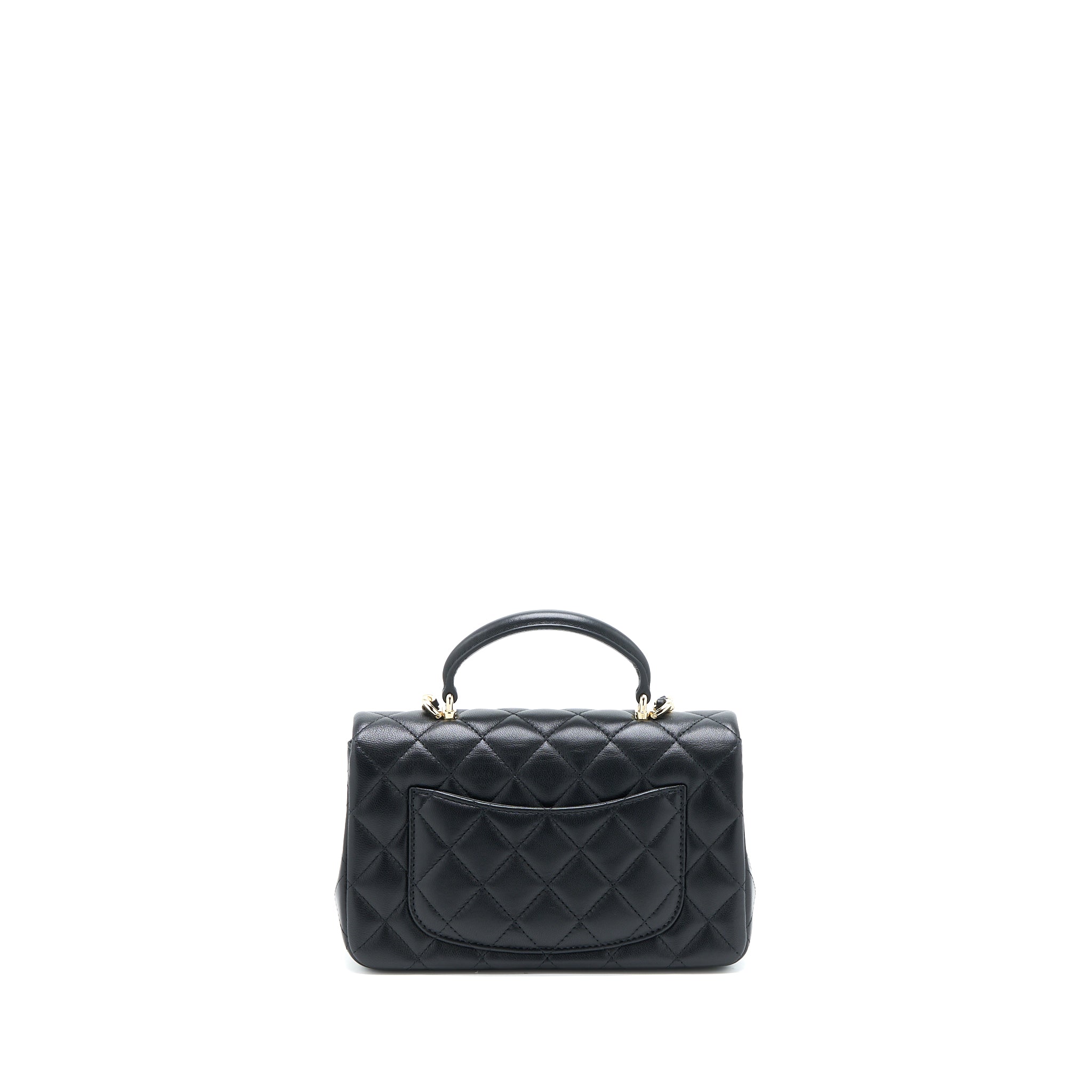 Chanel Top Handle Mini Rectangular Flap Bag Lambskin Black L (Microchip)