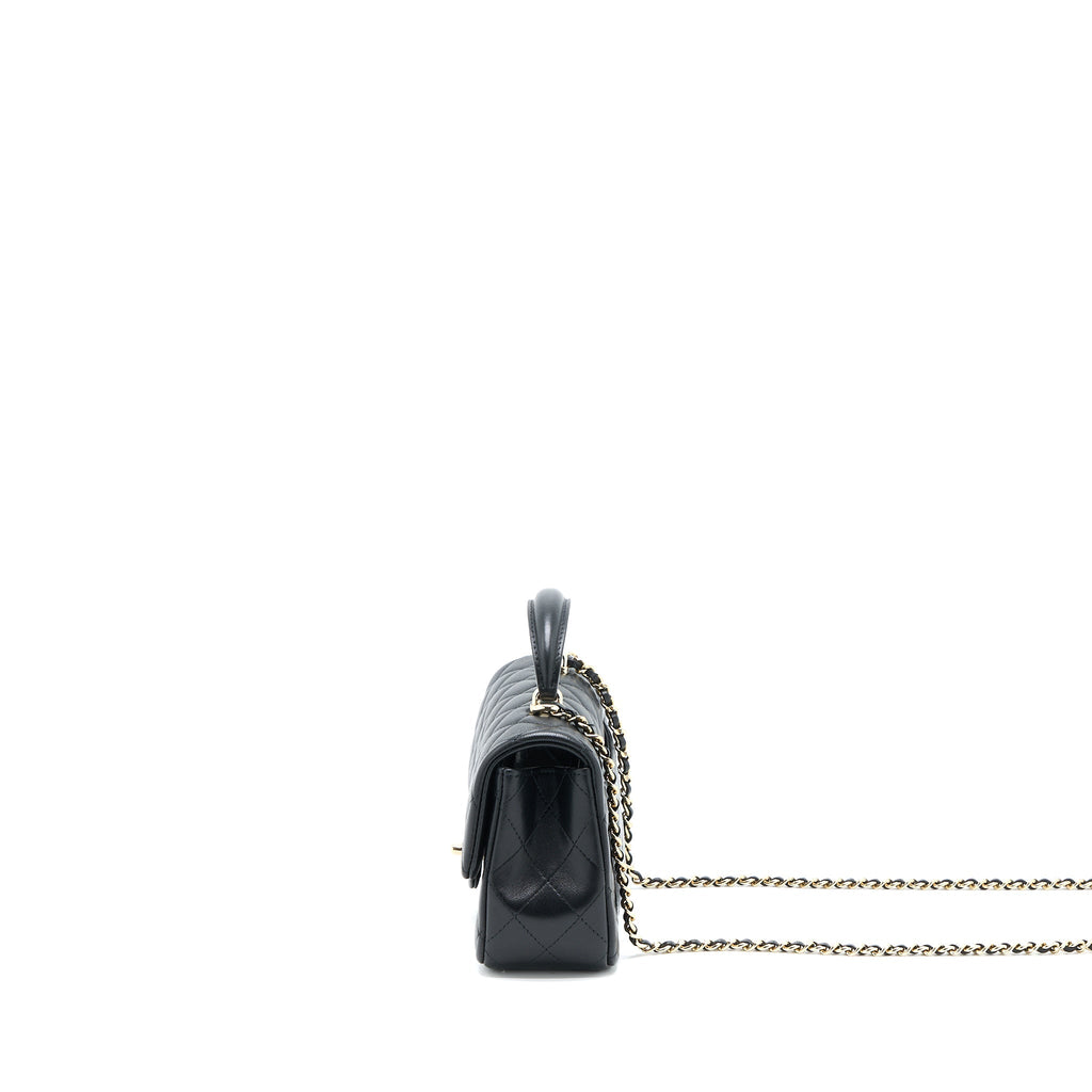 Chanel Top Handle Mini Rectangular Flap Bag Lambskin Black L (Microchip)