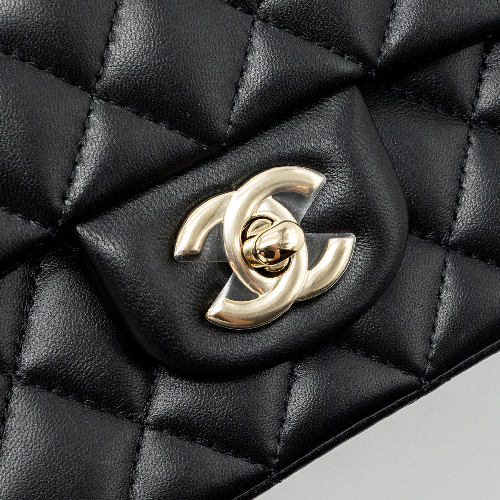 Chanel Top Handle Mini Rectangular Flap Bag lambskin Black L(Microchip)