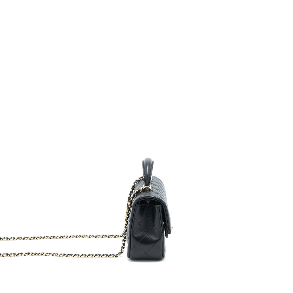 Chanel Top Handle Mini Rectangular Flap Bag Lambskin Black L (Microchip)