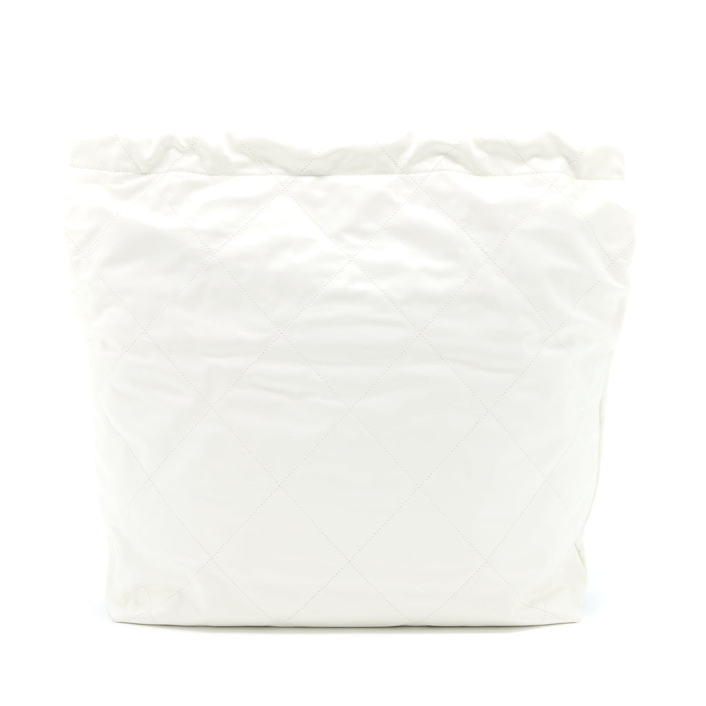 Chanel Large 22 Bag Calfskin White Brushed  (Microchip)