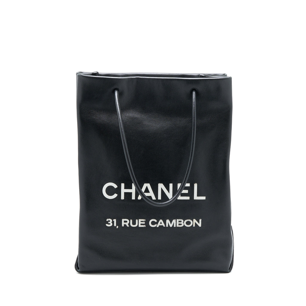 Chanel Vintage Cambon Tote Bag Calfskin Black