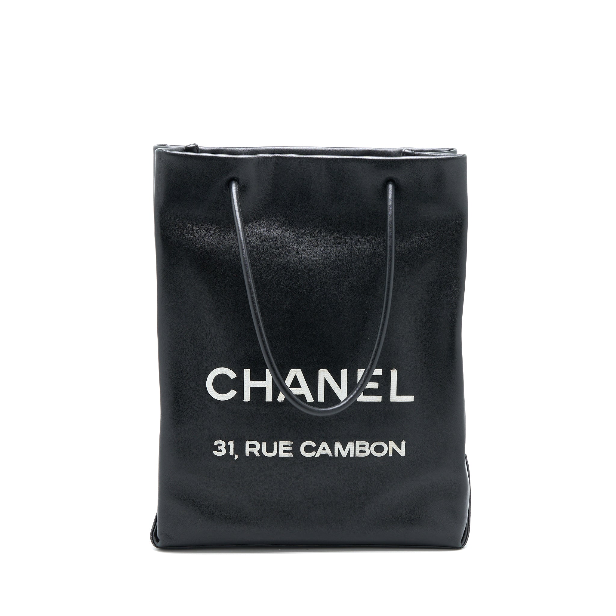 Chanel Vintage Cambon Tote Bag Calfskin Black