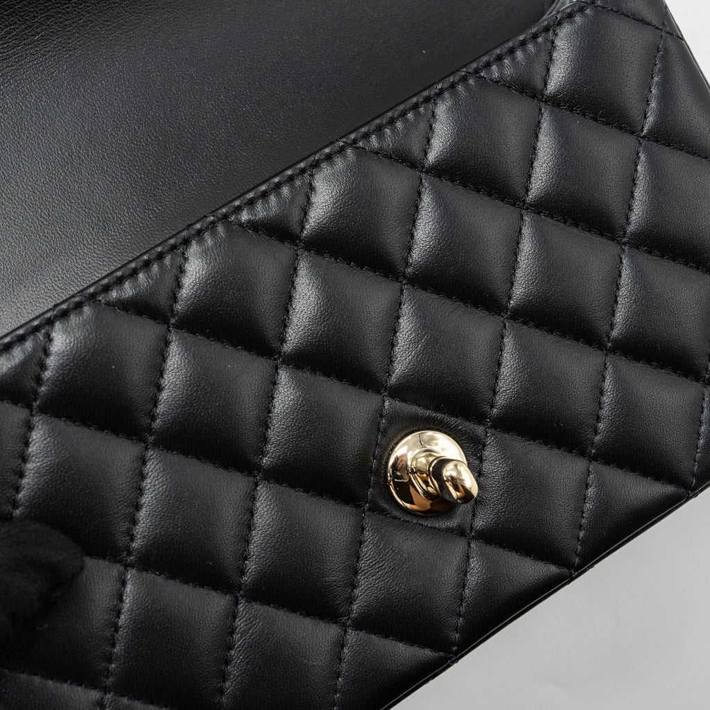 Chanel Top Handle Mini Rectangular Flap Bag lambskin Black L(Microchip)