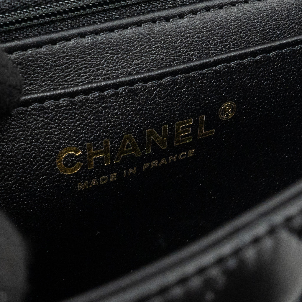 Chanel Top Handle Mini Rectangular Flap Bag lambskin Black L(Microchip)