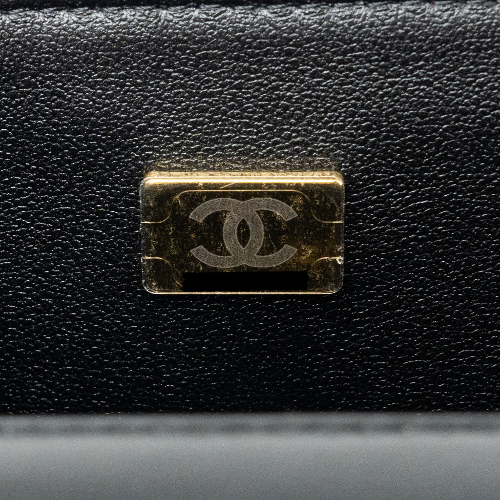Chanel Top Handle Mini Rectangular Flap Bag lambskin Black L(Microchip)
