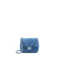 Chanel 20B Mini Square Flap Bag CC Print Denim Blue