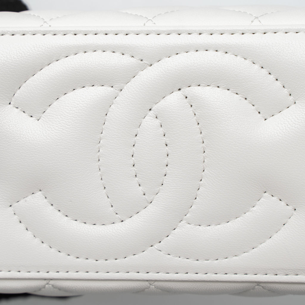 Chanel Pearl Crush Long Vanity with Chain Lambskin White Brushed  (Microchip)
