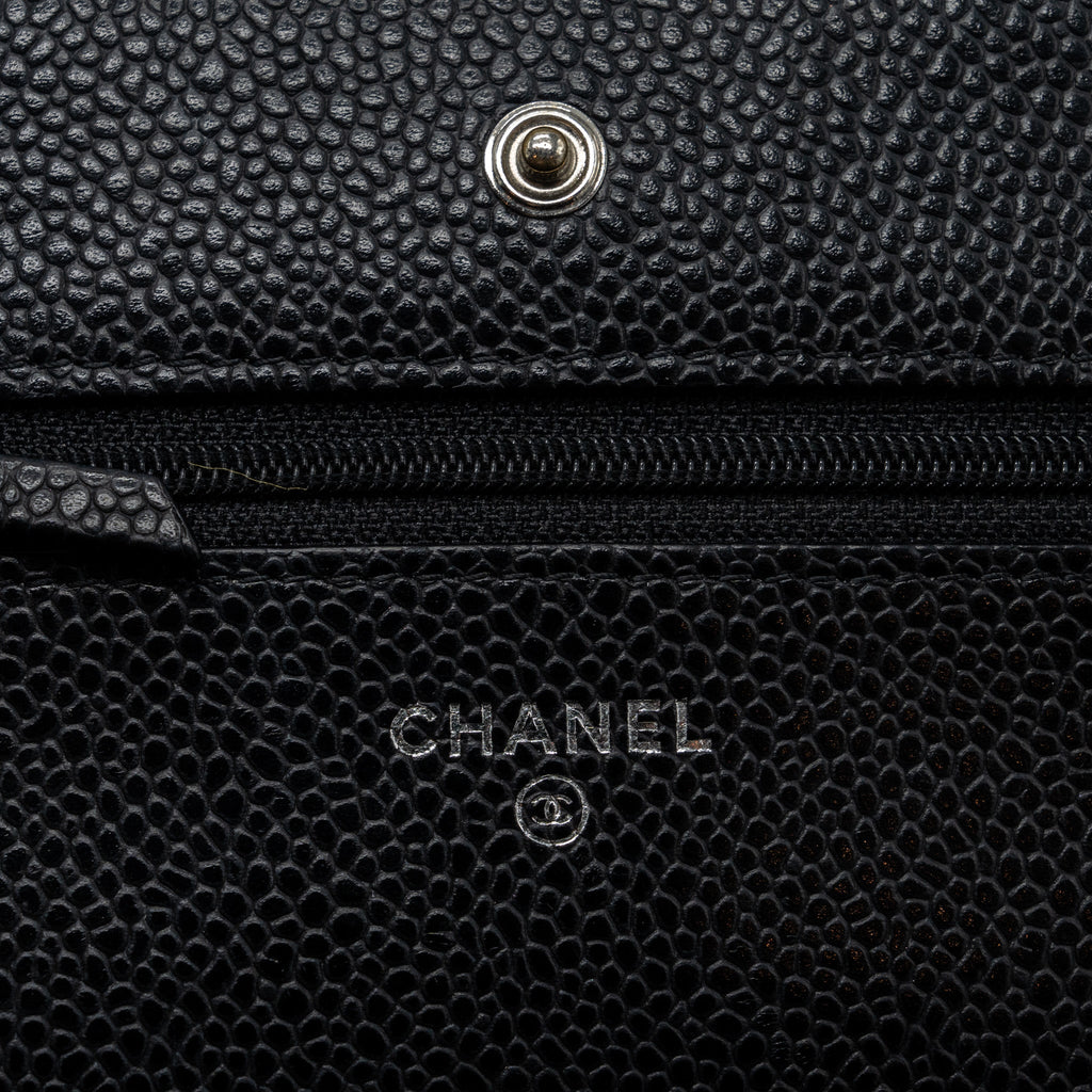 Chanel classic wallet on chain caviar black