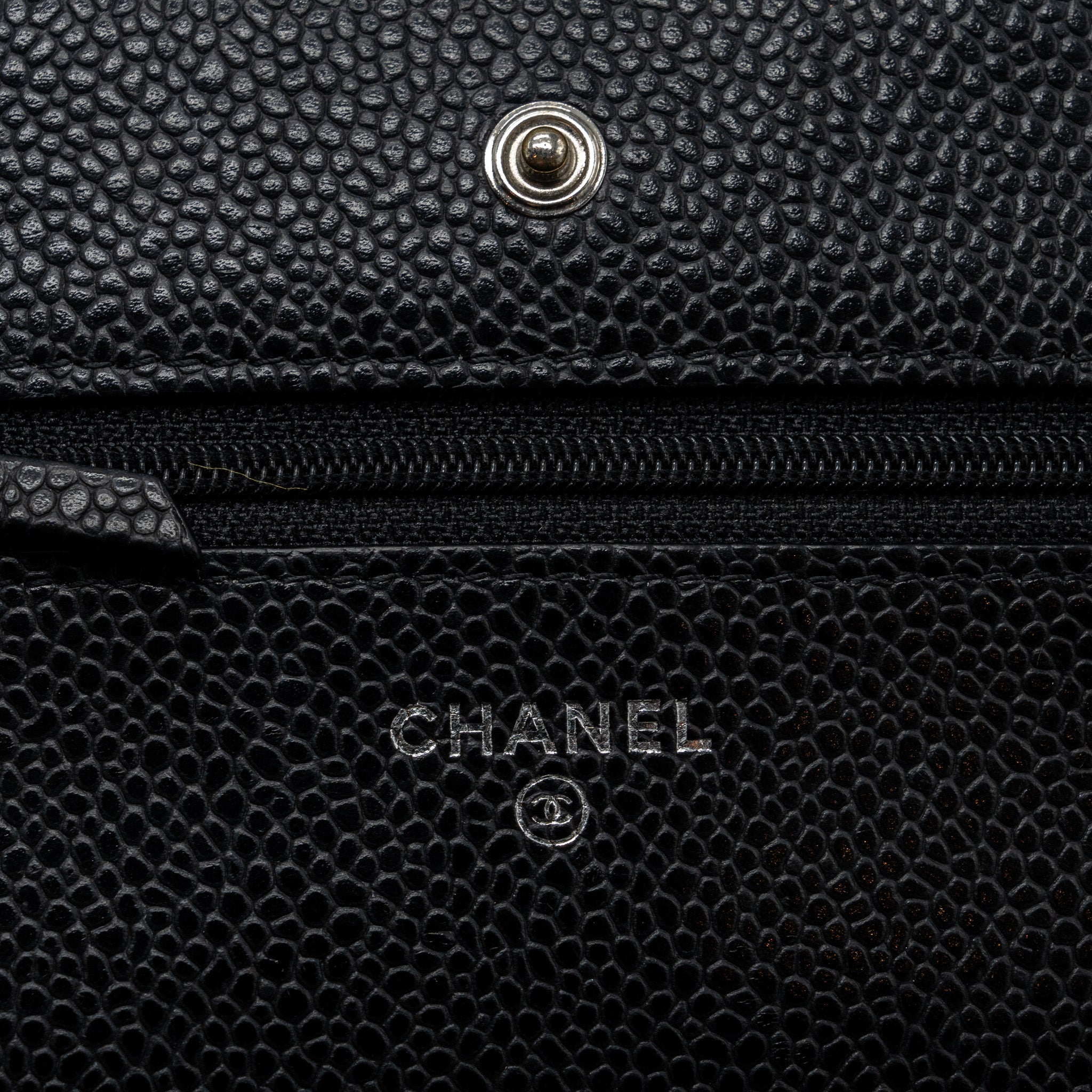 Chanel classic wallet on chain caviar black