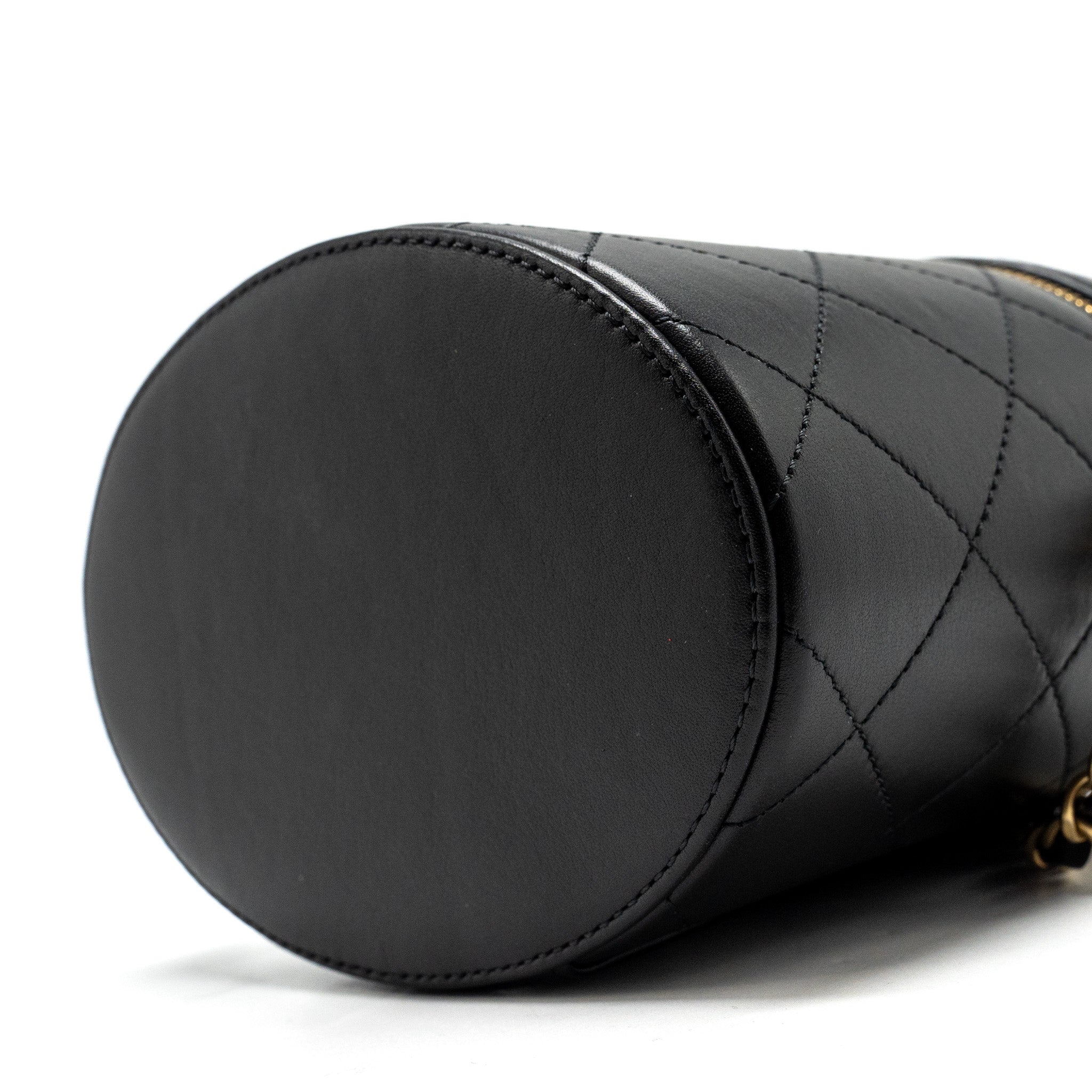 Chanel Pearl Letter Logo Detailed Vanity Case Calfskin Black