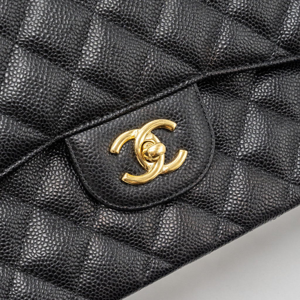 Chanel jumbo classic double flap bag caviar Black