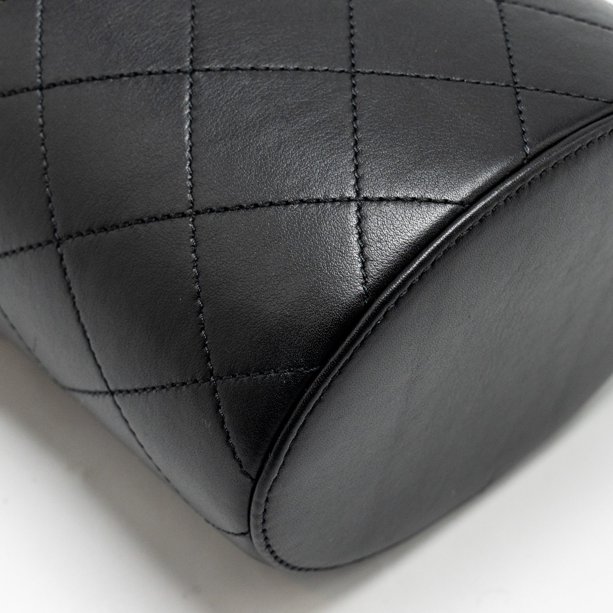 Chanel Pearl Letter Logo Detailed Vanity Case Calfskin Black