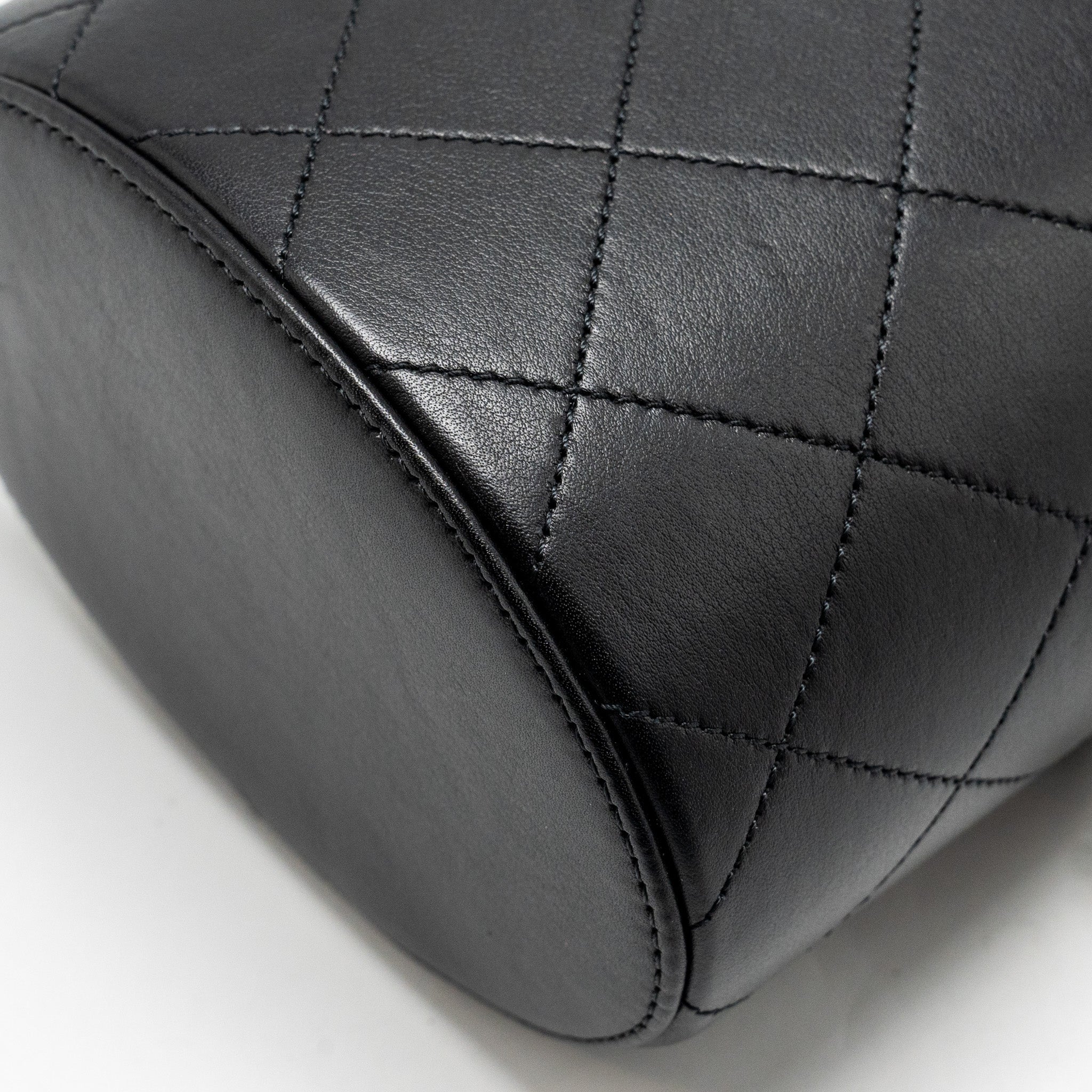 Chanel Pearl Letter Logo Detailed Vanity Case Calfskin Black