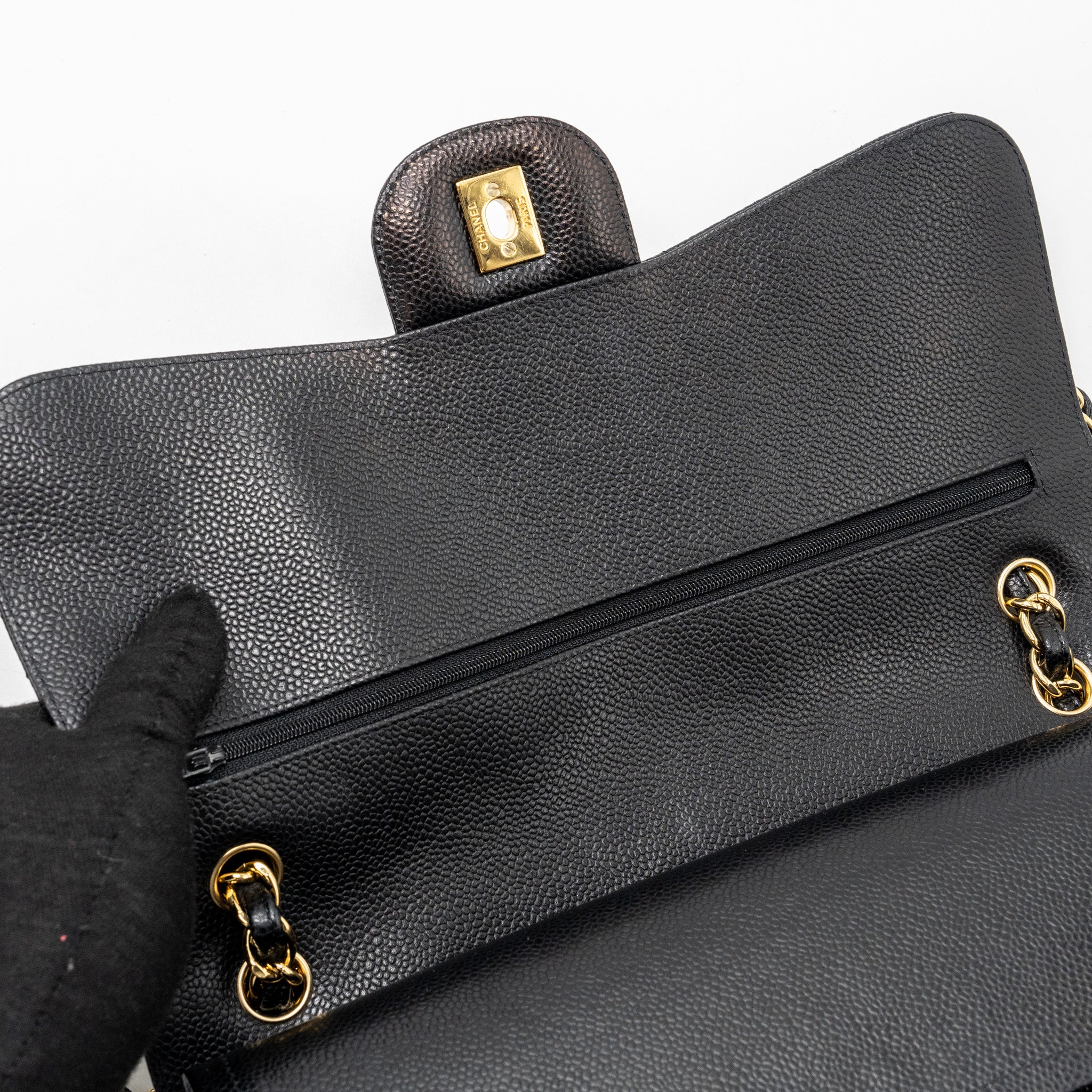 Chanel jumbo classic double flap bag caviar Black
