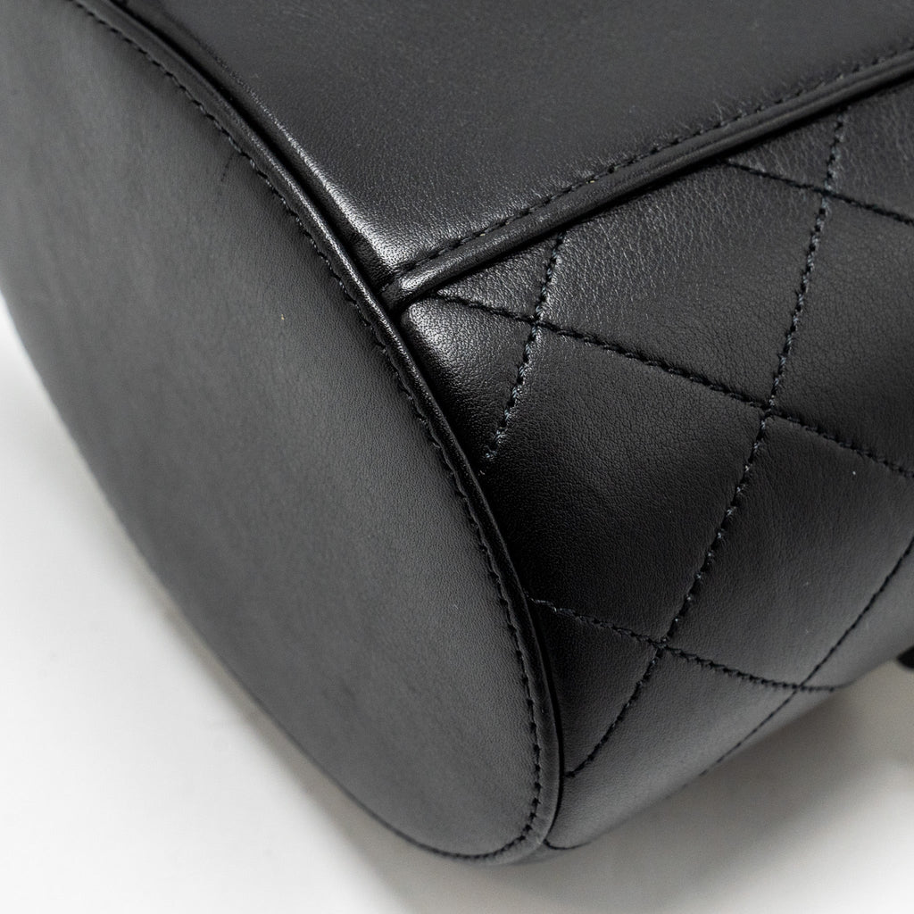 Chanel Pearl Letter Logo Detailed Vanity Case Calfskin Black