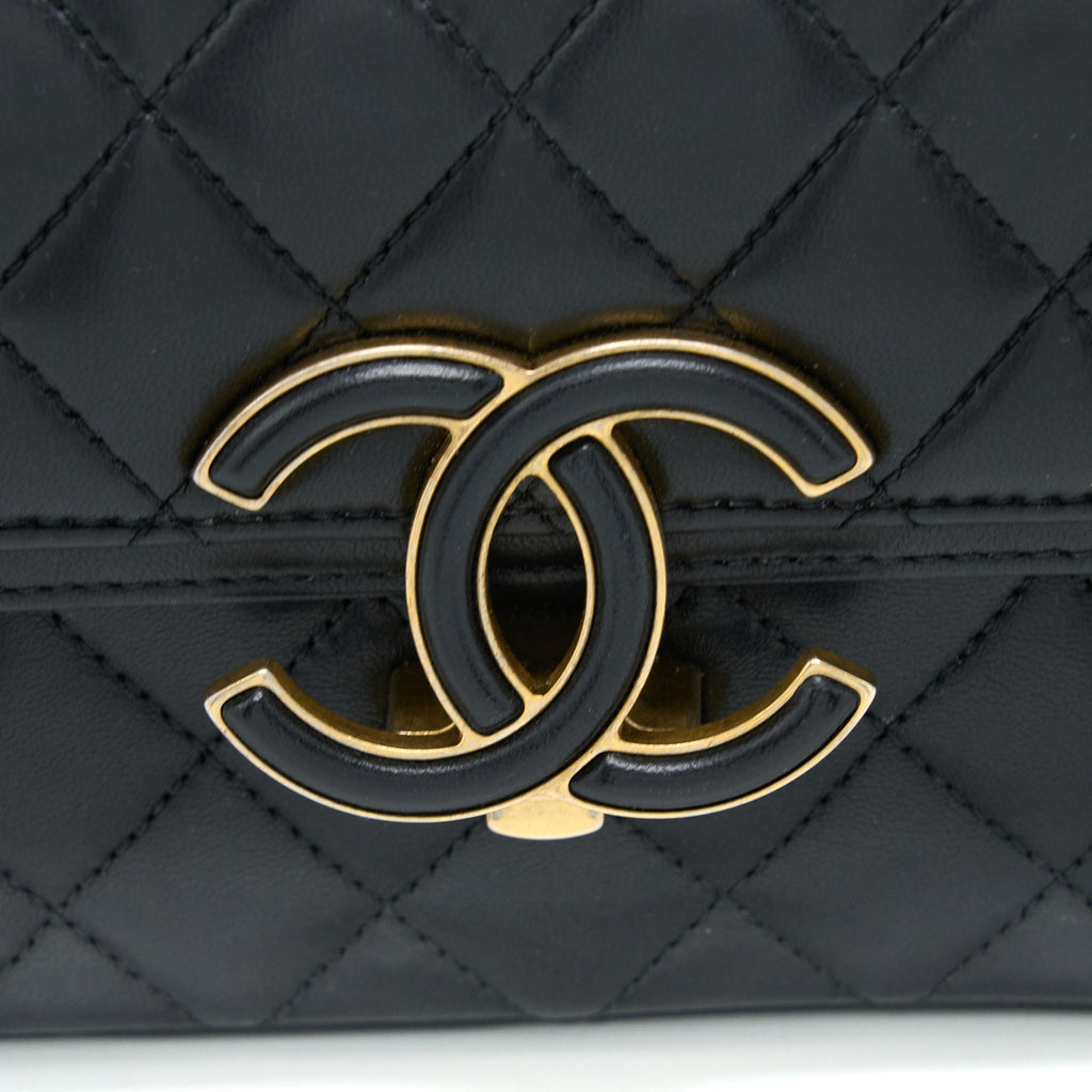 Chanel Small Enamel CC Flap Bag Lambskin Black