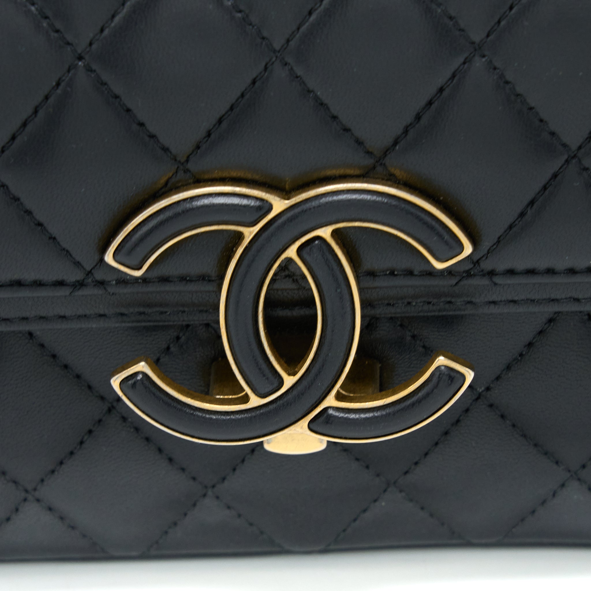 Chanel Small Enamel CC Flap Bag Lambskin Black