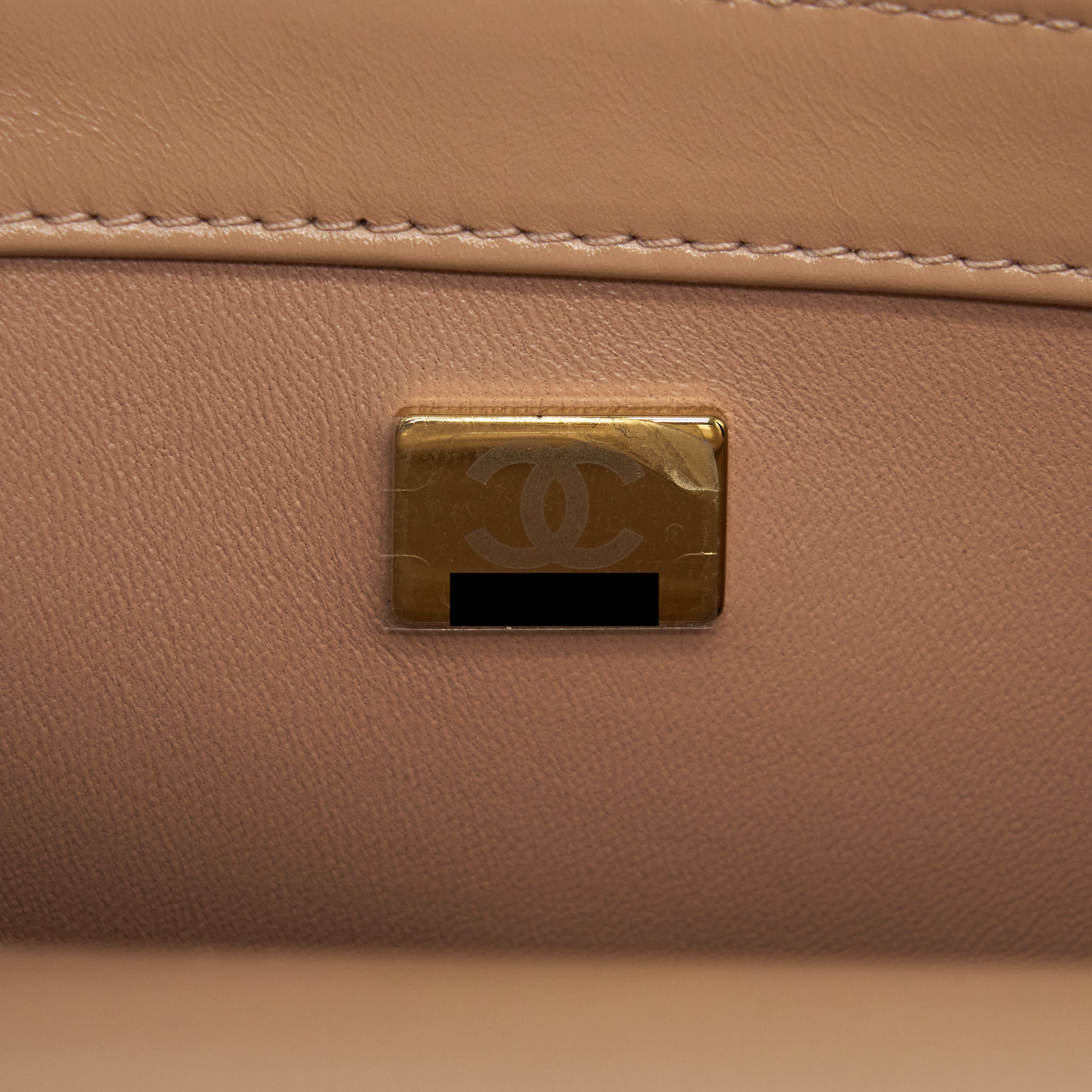 Chanel 21A Gold Crush Flap Bag Calfskin Beige