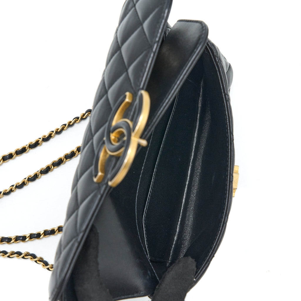 Chanel Small Enamel CC Flap Bag Lambskin Black