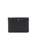 Chanel O Case Pouch Caviar Black L
