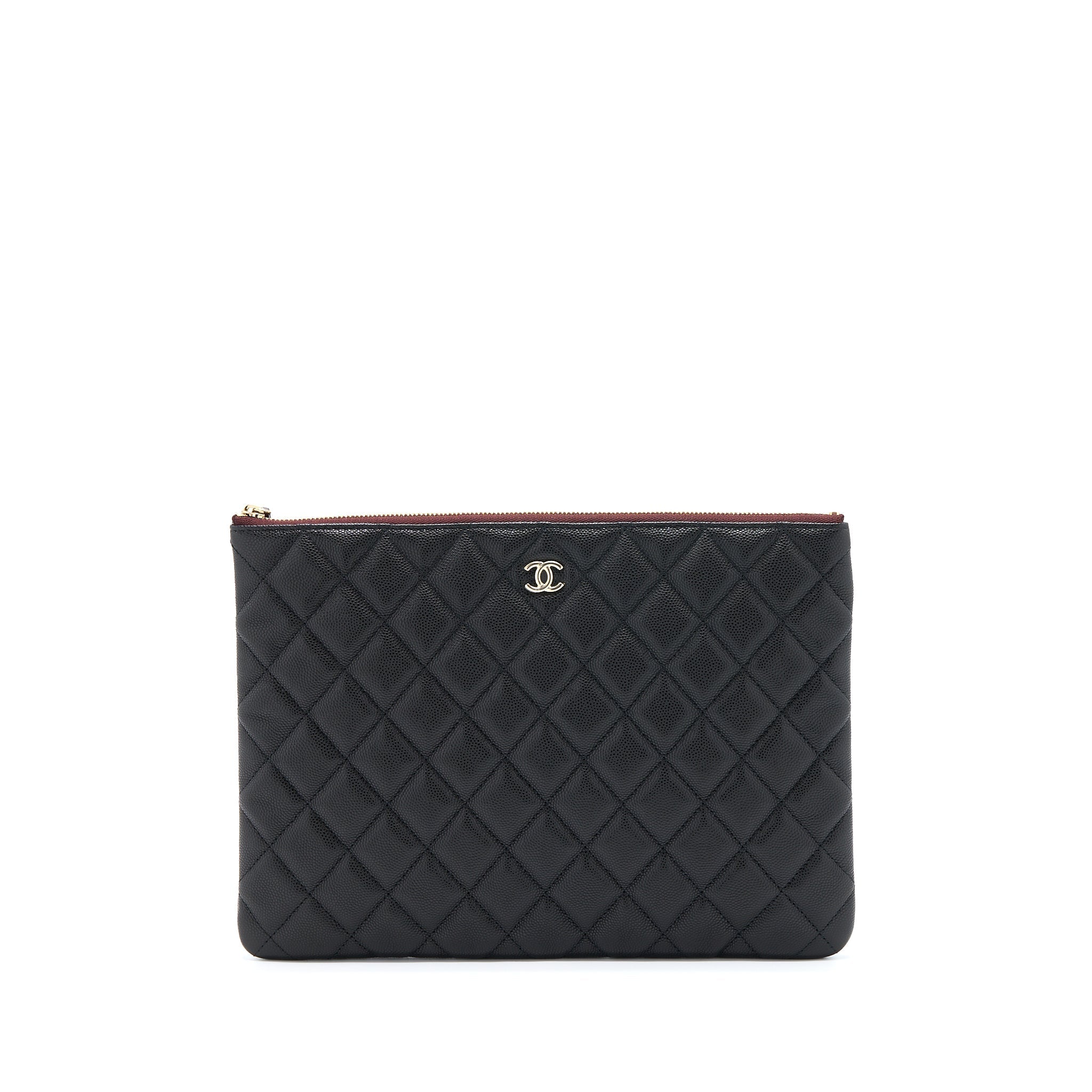 Chanel O Case Pouch Caviar Black L