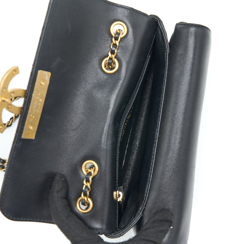 Chanel Small Enamel CC Flap Bag Lambskin Black