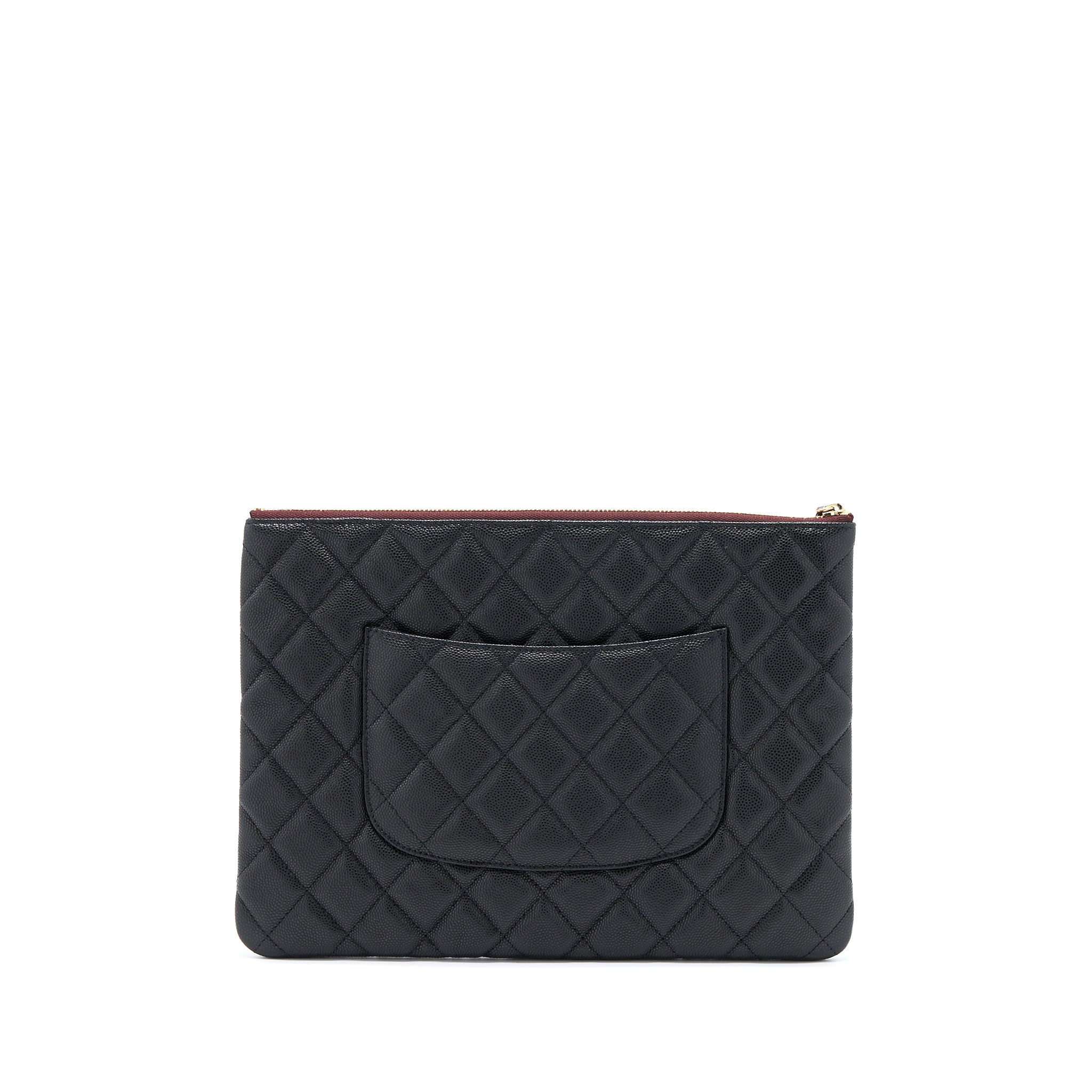 Chanel O Case Pouch Caviar Black L